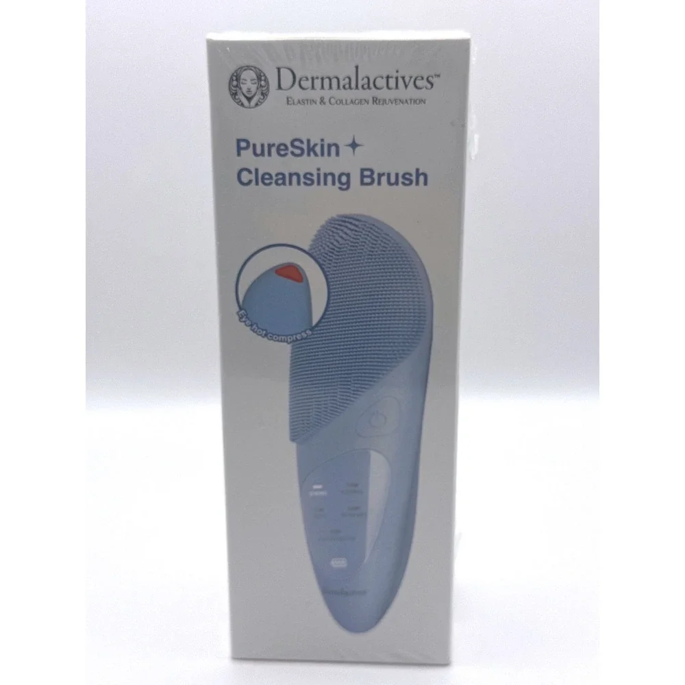 Dermalactives PureSkin Cleansing Brush Blue Silicone USB Charging Waterproof New